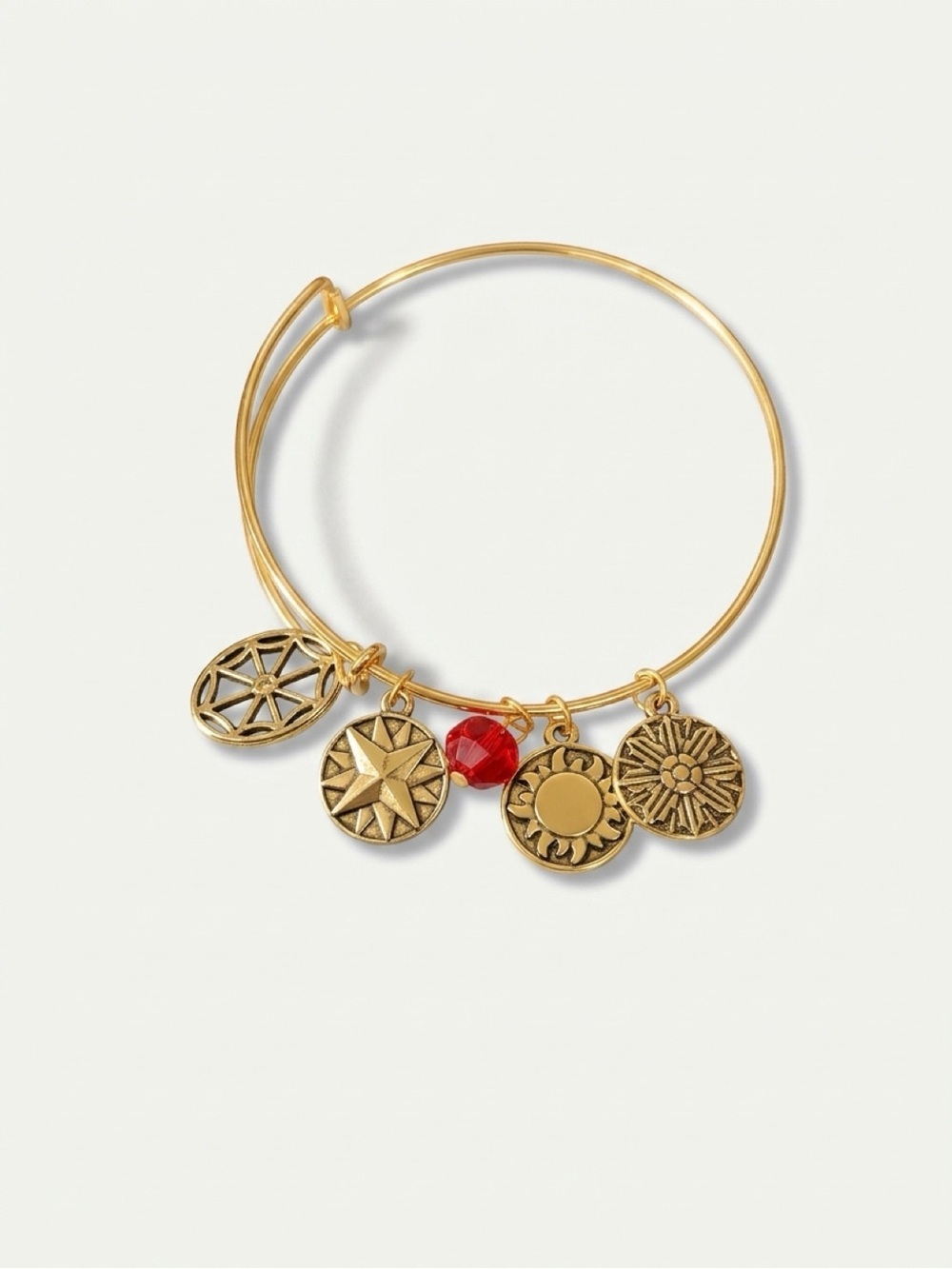 Vintage Gold-tone Celestial Charm Bangle Bracelet